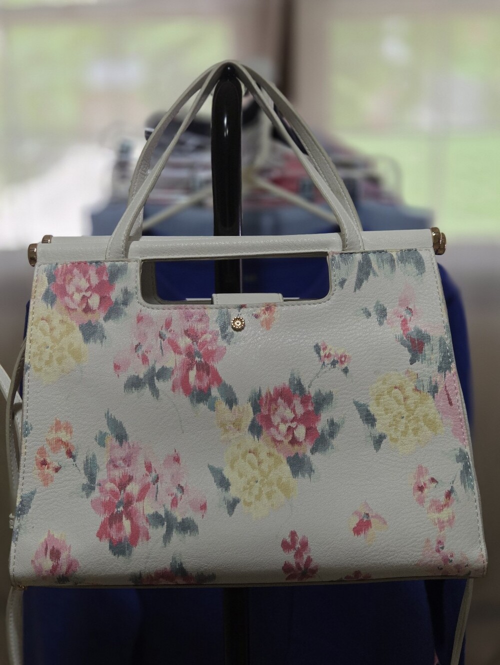 Lauren Conrad Floral Top-Handle Tote Bag - White with Pink & Yellow Flowers